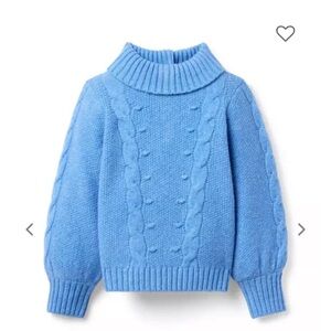 Little girls turtleneck Blue Cable Knit Sweater